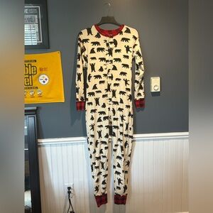 Adult Bear Print Onesie Pajamas – “Bear Bum” Flap Back – Size Med